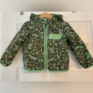 Patagonia 2T green crocodile toddler rain jacket